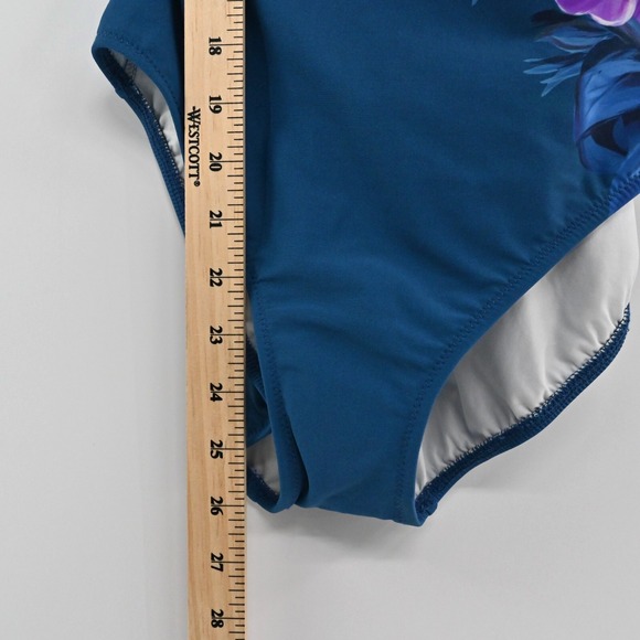 Gottex Fiji One Piece Swimsuit Womens Size 6 Navy Pink Floral Print Square‎ Neck - Picture 11 of 12